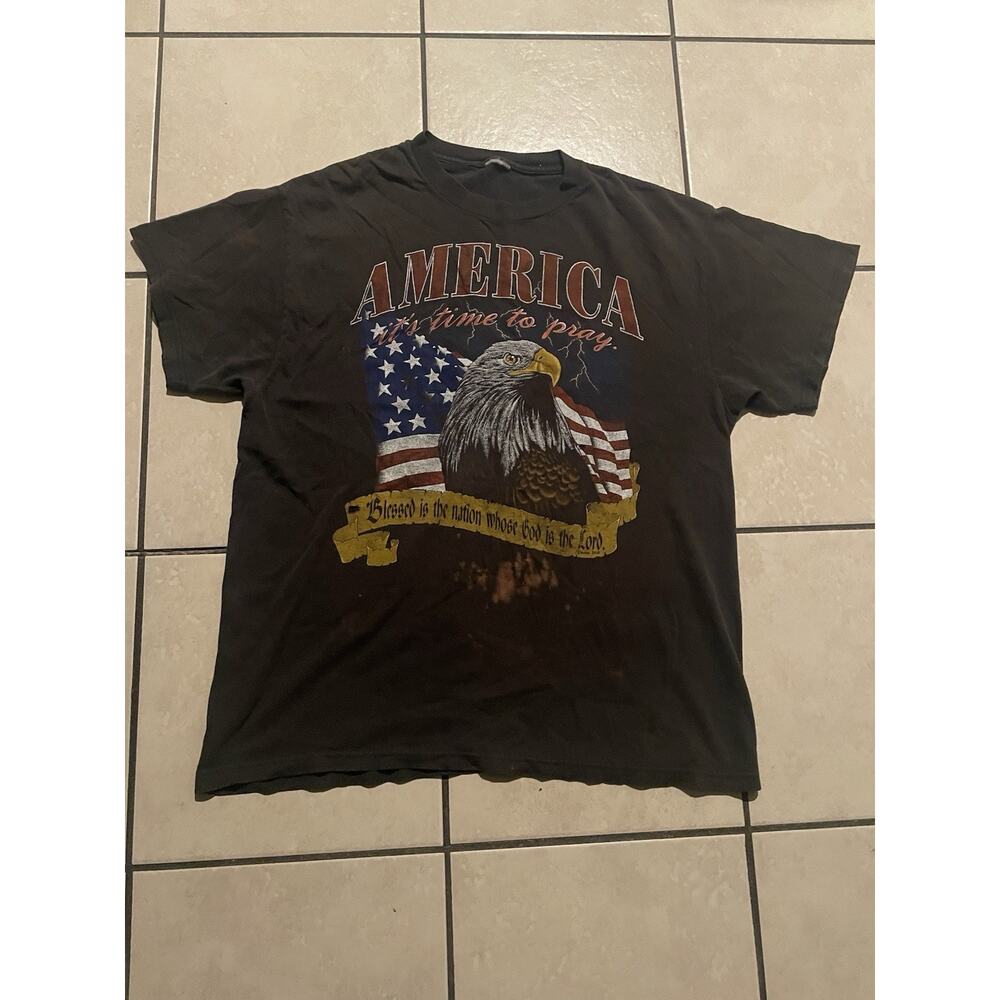 Vtg Living Epistles 1995 America It's Time to Pray Eagle T-Shirt Size L Trashed